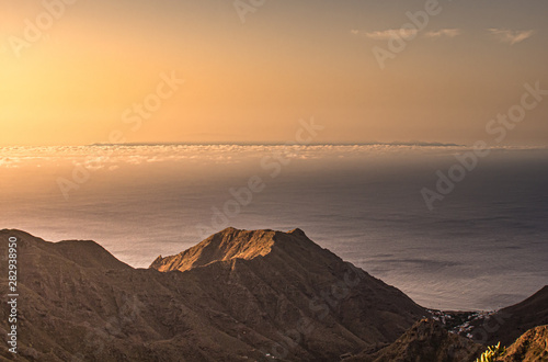 fantastic sunrise from the mountain above the clouds © Elosoblues