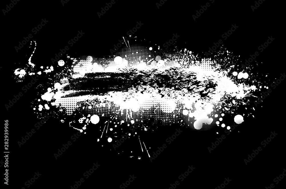 Obraz premium White spots of paint on black background. Vector illustration.