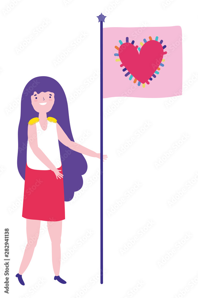 Woman supporting lgtbi march design vector illustration Woman supporting lgtbi march design vector illustration