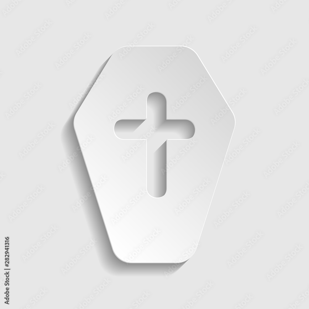 Fototapeta premium Wooden Coffin sign. Paper style icon. Illustration.