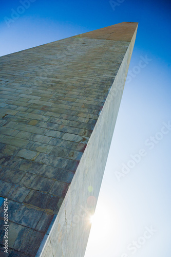 Looking up at the Washington Monument.