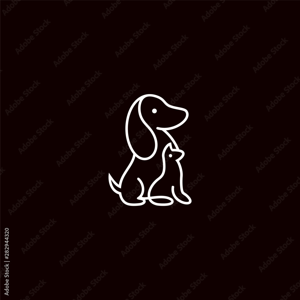 Obraz premium Modern Flat Dog and Cat Line Logo Template