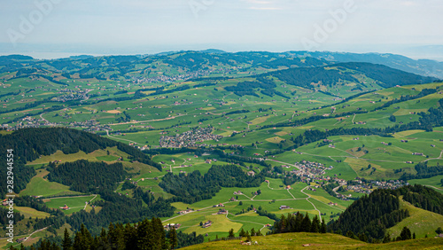 Wide angle view over the landscape in the Appenzell region of Switzerland © 4kclips
