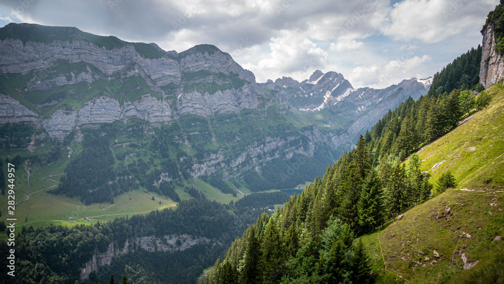 Amazing landscape and nature in the Swiss Alps at Alpstein Switzerland