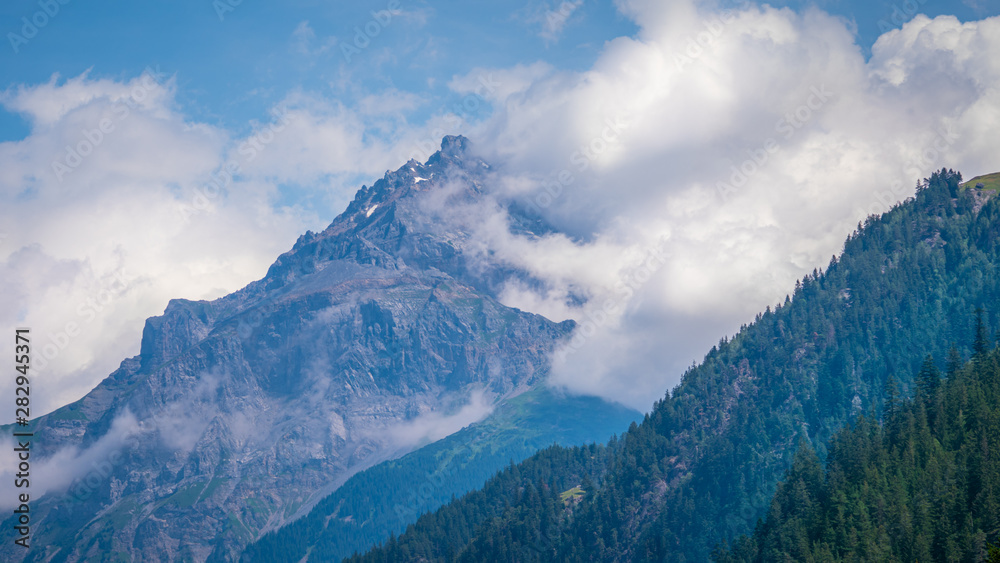 The impressive mountains and glaciers in the Swiss Alps