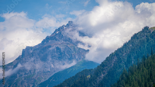 The impressive mountains and glaciers in the Swiss Alps