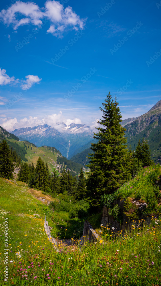 Obraz premium Amazing nature on the top of the mountains in the Swiss Alps with a wonderful view