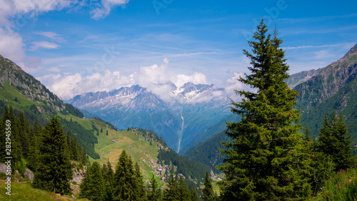 Amazing nature on the top of the mountains in the Swiss Alps with a wonderful view