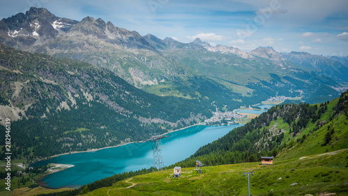 View over Lake Silvaplana in Switzerland © 4kclips