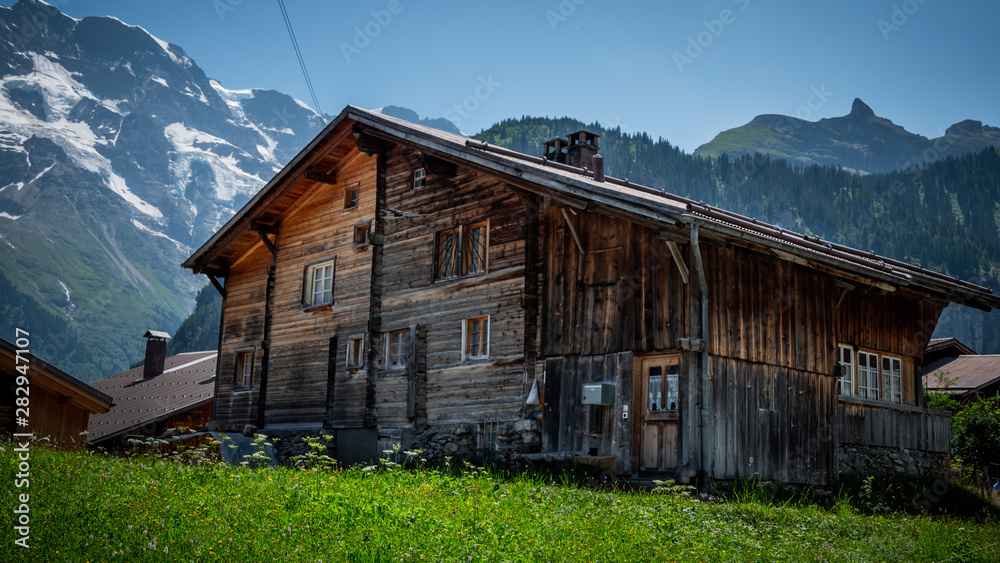 Beautiful little village of Gimmelwald Switzerland - typical Swiss landscape