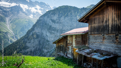 Typical wooden barns in Switerland