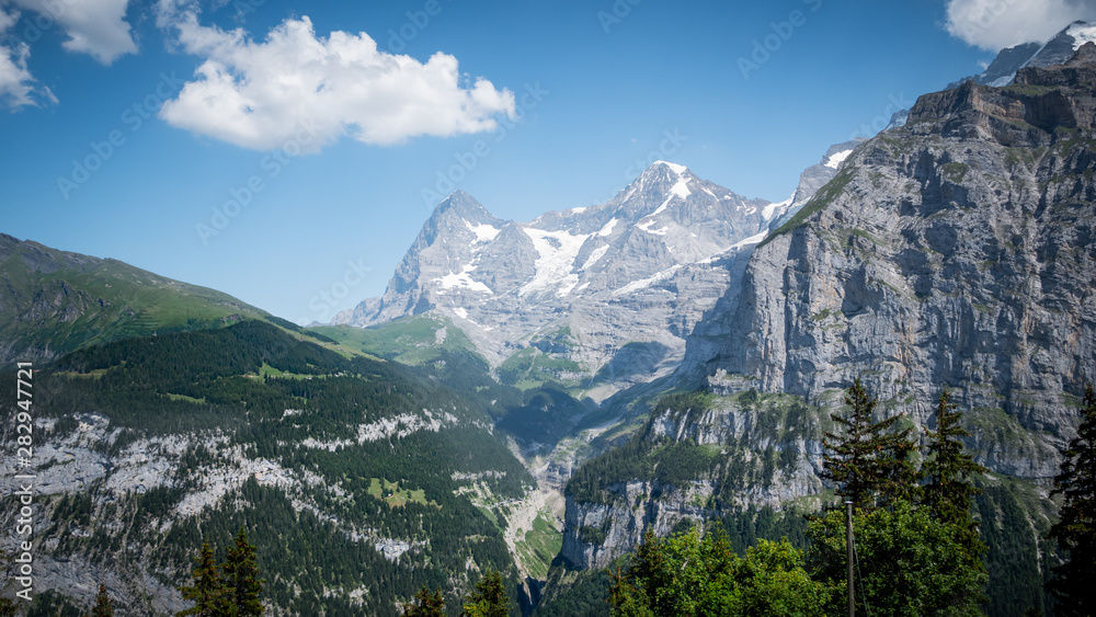 The impressive mountains and glaciers in the Swiss Alps