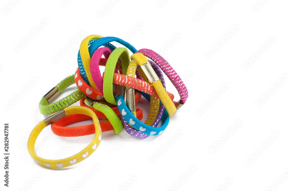 Colorful hair bands isolated on white background Colorful hair bands isolated on white background