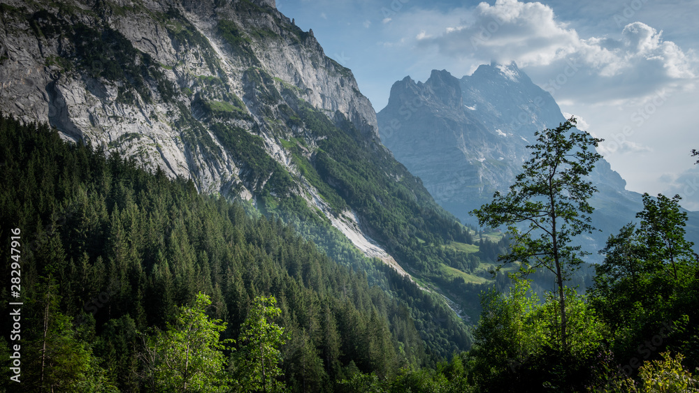 The impressive mountains and glaciers in the Swiss Alps