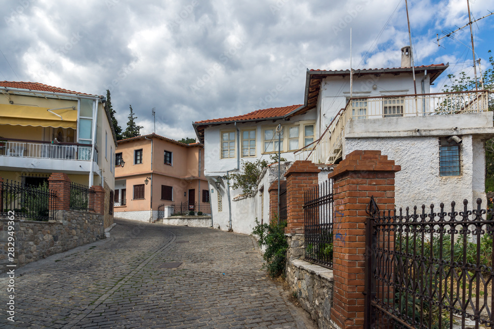 Street and old houses in old town of Xanthi, Greece
