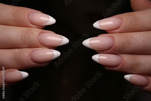 stylish design of manicure on beautiful nails