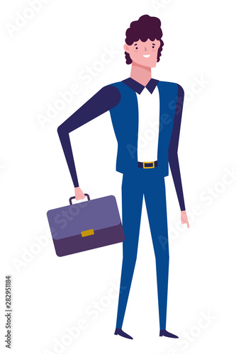 Businessman avatar with suitcase design