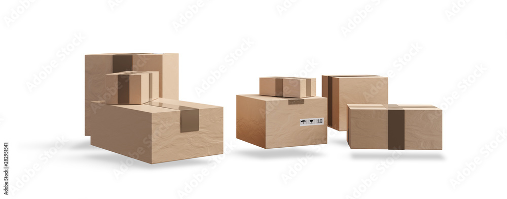 postal packages isolated on white background 3d-illustration postal packages isolated on white background 3d-illustration