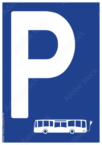 spr125 SignParkRaum - german - Parkplatz: Parken für Elektrobus erlaubt (electric bus) - Schild - A2 A3 A4 Poster - g8349