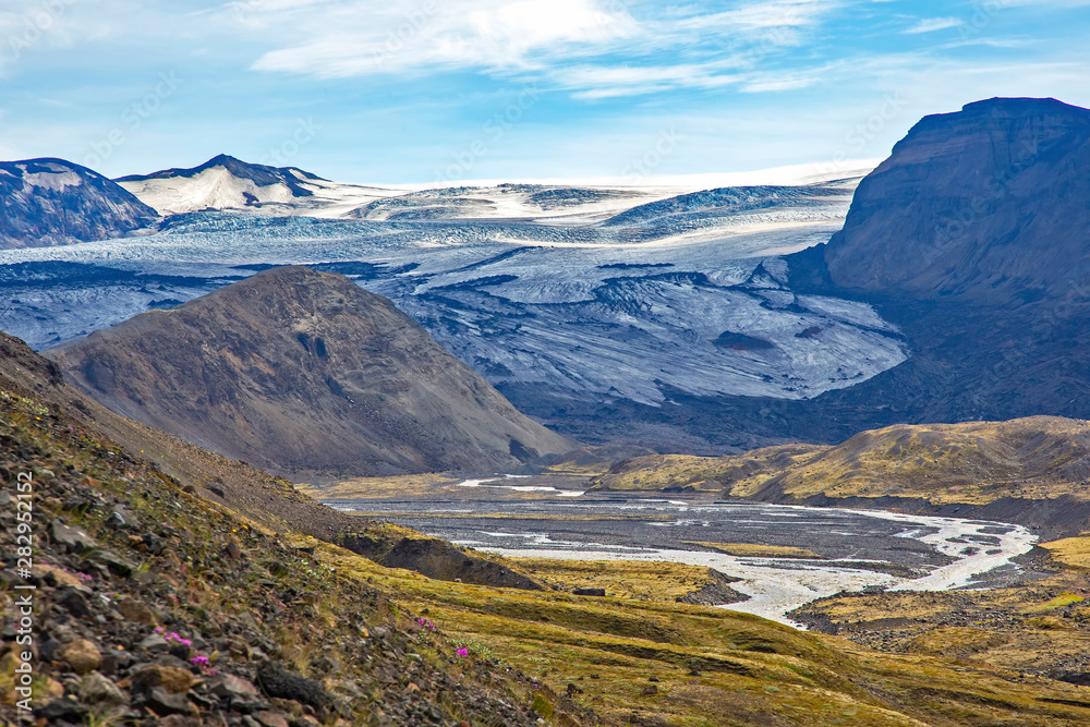 Beautiful mountain landscape with glacier in Iceland. Beautiful mountain landscape with glacier in Iceland.