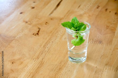 peppermint in glass