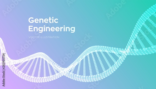 DNA sequence. Wireframe DNA molecules structure mesh. DNA code editable template. Science and Technology concept. Vector illustration.