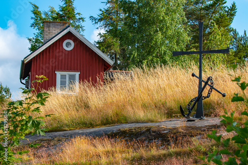 Anchor & Cross Memorial to Lost Sailors on archipelago of Finland
