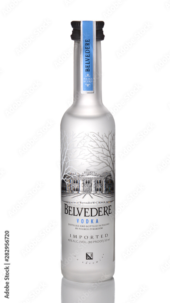 IRVINE, CA - JANUARY 15, 2015: A bottle of Belvedere Vodka. The