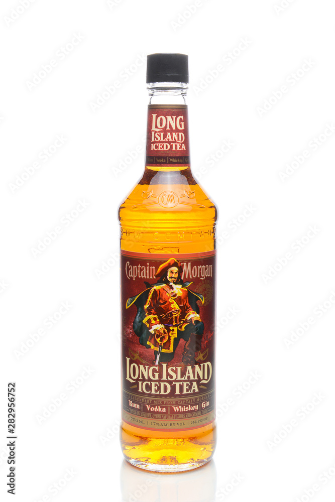 IRVINE, CA - JANUARY 4, 2018: Captain Morgan Long Island Iced Tea. The  drink is made with with spiced rum, vodka, tequila, gin, triple sec and  sour mix. Stock Photo | Adobe Stock
