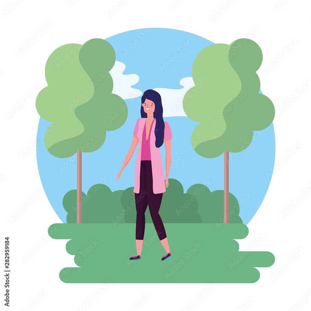 Isolated avatar woman in park vector design Isolated avatar woman in park vector design