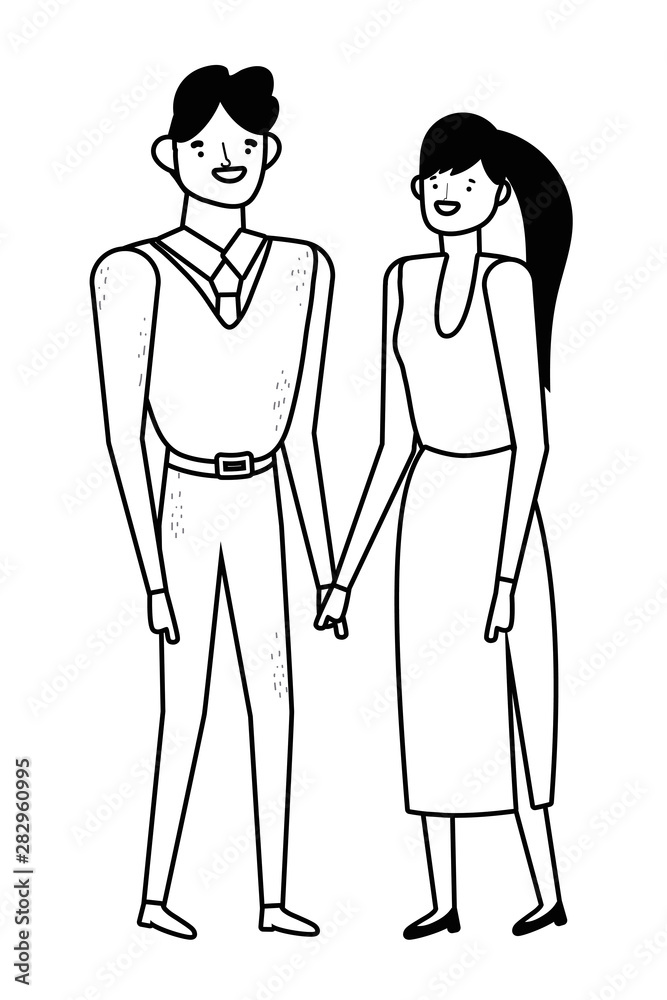 Couple of woman and man cartoon design Couple of woman and man cartoon design