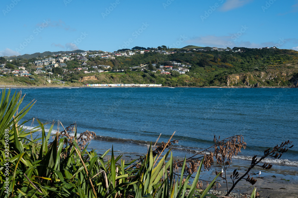 Titahi Bay in Porirua, New Zealand on a sunny day