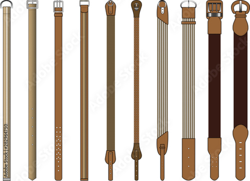 Set of 10 woman belts in vector
