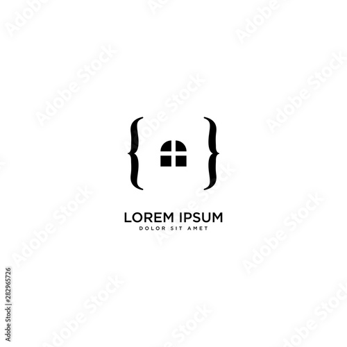 Code Home Design Vector, Real Estate Symbol Icon