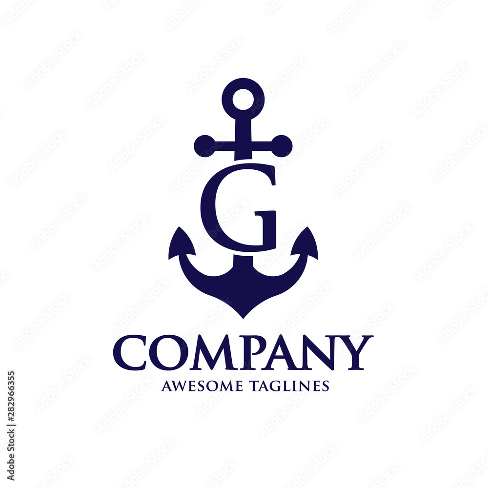 Obraz premium creative initial letter g with Anchor blue color logo vector concept
