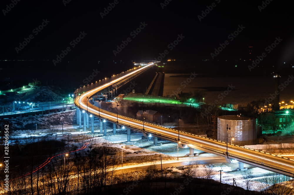 Khabarovsk6 Russia, bridge at night