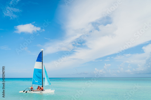 Sailboat on the sea of varadero in cuba