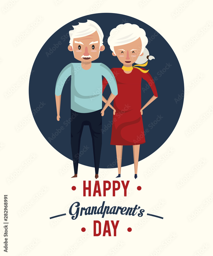 Happy grandparents day card with cartoons Happy grandparents day card with cartoons