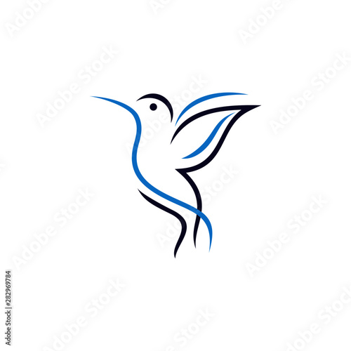 Hummingbird Logo Design Line Art Stock Vector