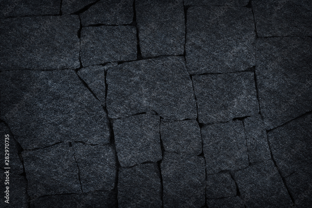 Fototapeta Dark grey stone path black slate stone background or texture