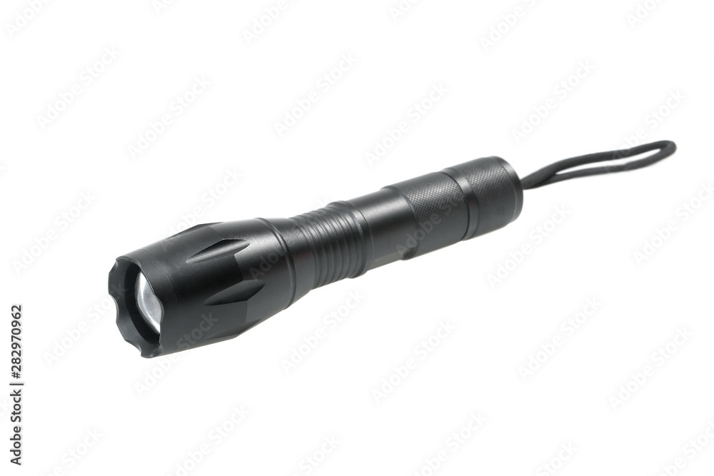 Metal flashlight. Isolated on white background with clipping path. Metal flashlight. Isolated on white background with clipping path.
