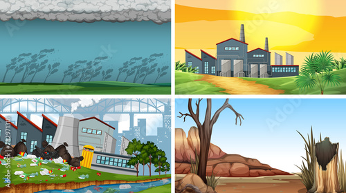 Set of polluted scenes