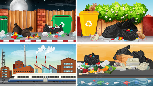 Set of polluted scenes