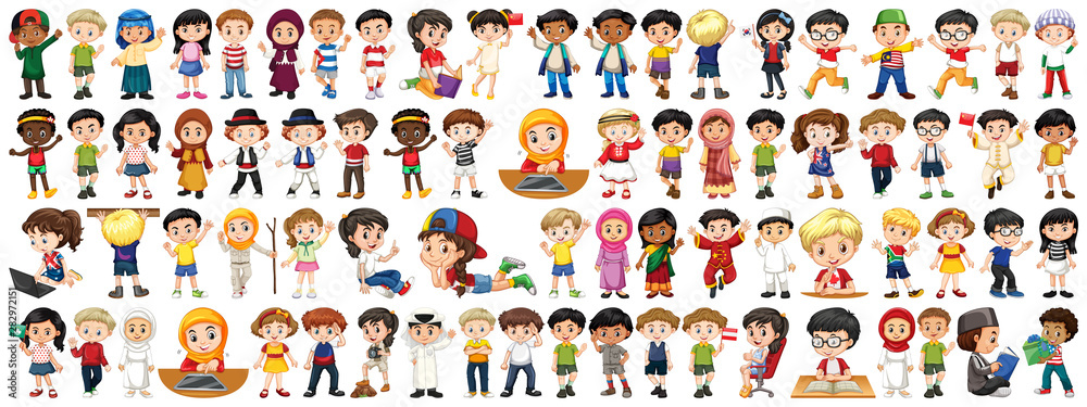 Children with different nationalities on white background Children with different nationalities on white background