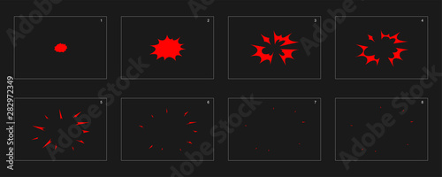 Fire spark animation effect. Spark Smoke Animation. Animation of smoke. Sprite sheet for game or cartoon or animation