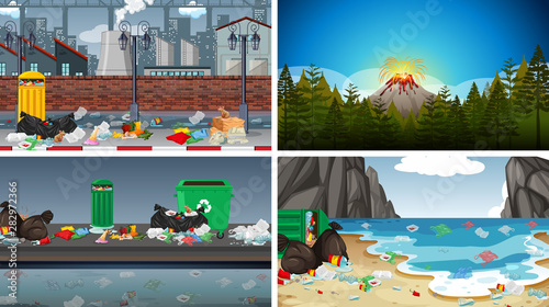 Set of polluted scenes