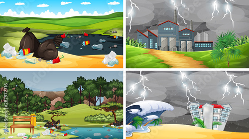 Set of polluted scenes