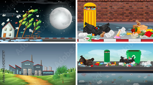 Set of polluted scenes