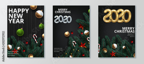 Wallpaper Mural Happy New 2020 Year. Holiday poster template or festive party invitation design. Vector illustration Torontodigital.ca