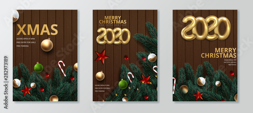 Happy New 2020 Year. Holiday poster template or festive party invitation design. Vector illustration